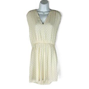 Burberry Brit Silk Blend Polka Dot Casual Dress Sleeveless Cream 12